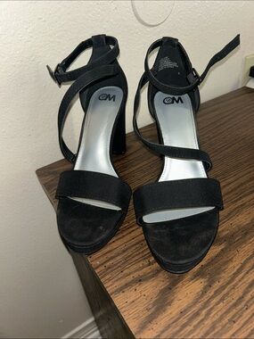 Othr Black Strappy Block Heel Sandals with Ankle Wrap